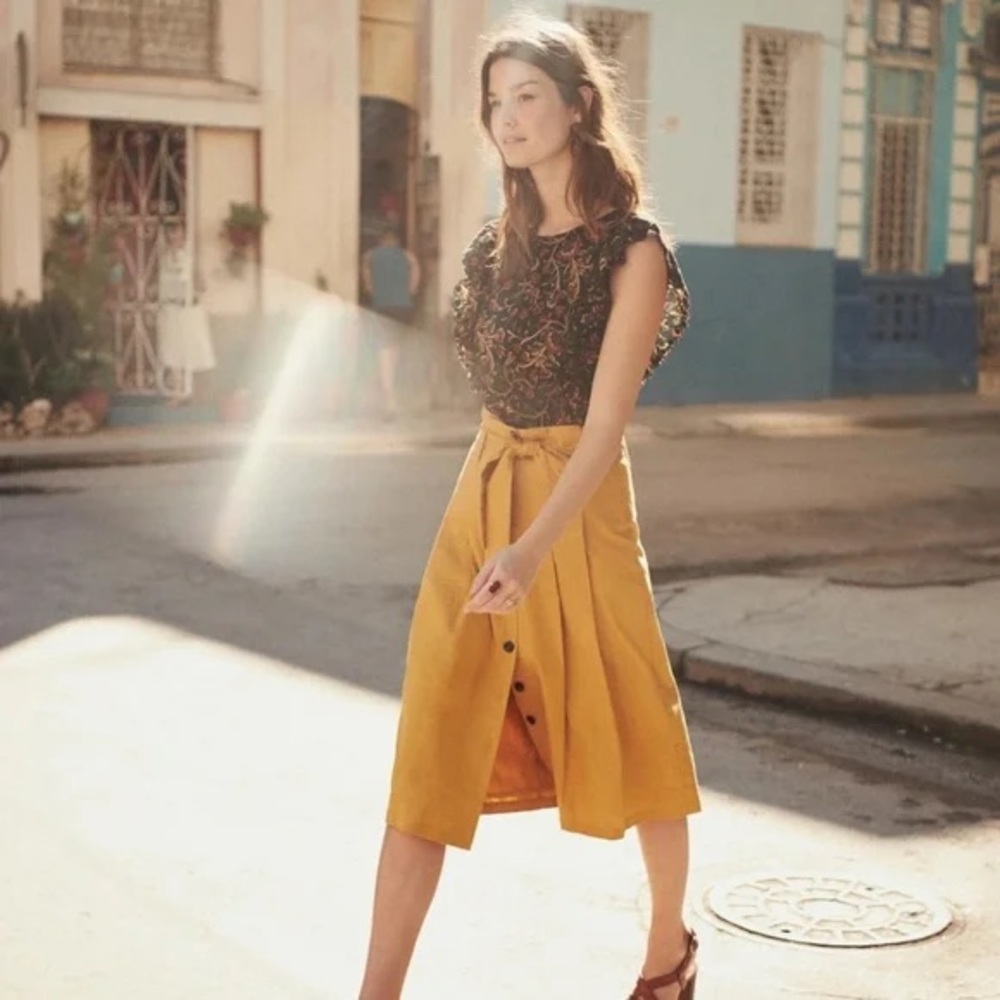 Sezane Amandine Linen Skirt